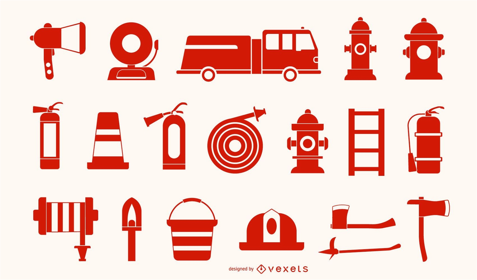 Colección de iconos de bombero rojo