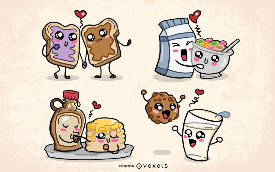 Conjunto de comida kawaii para namorados Conjunto de comida kawaii para namorados