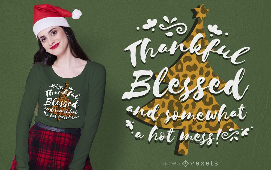 Animal Print Christmas Tree T-shirt Design Animal Print Christmas Tree T-shirt Design