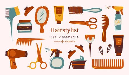 Hairdresser retro elements collection Hairdresser retro elements collection
