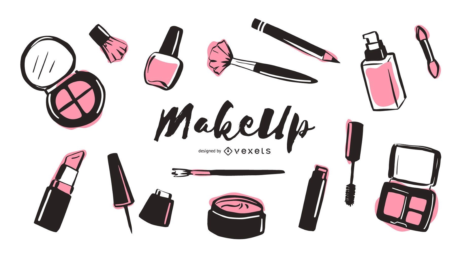 Makeup elements illustration pack