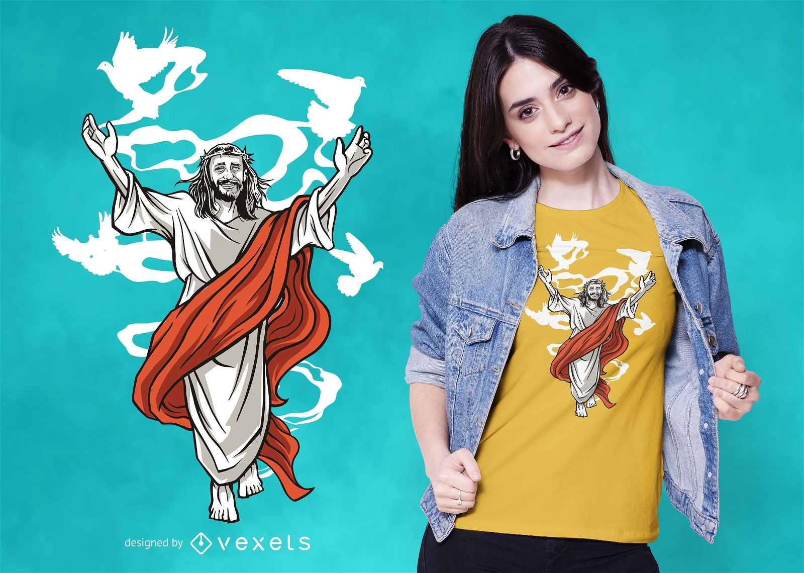 Diseño de camiseta happy jesus