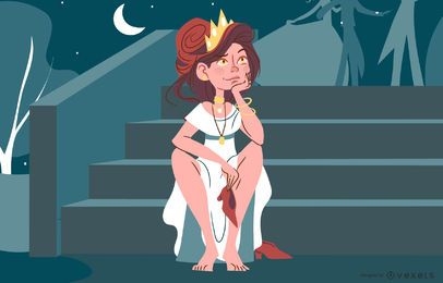 Diseño de ilustración de princesa de fantasía