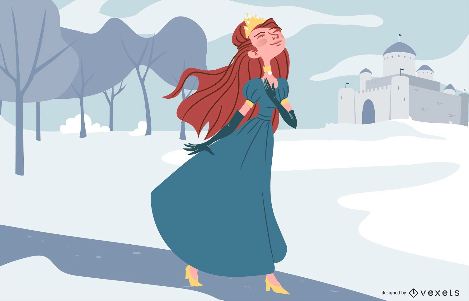Prinzessin im Winter Charakter Illustration
