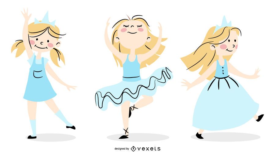 Cute princess character set Cute princess character set