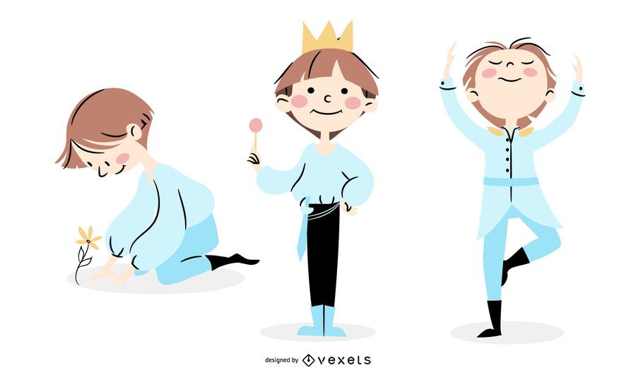 Cute prince character set Cute prince character set