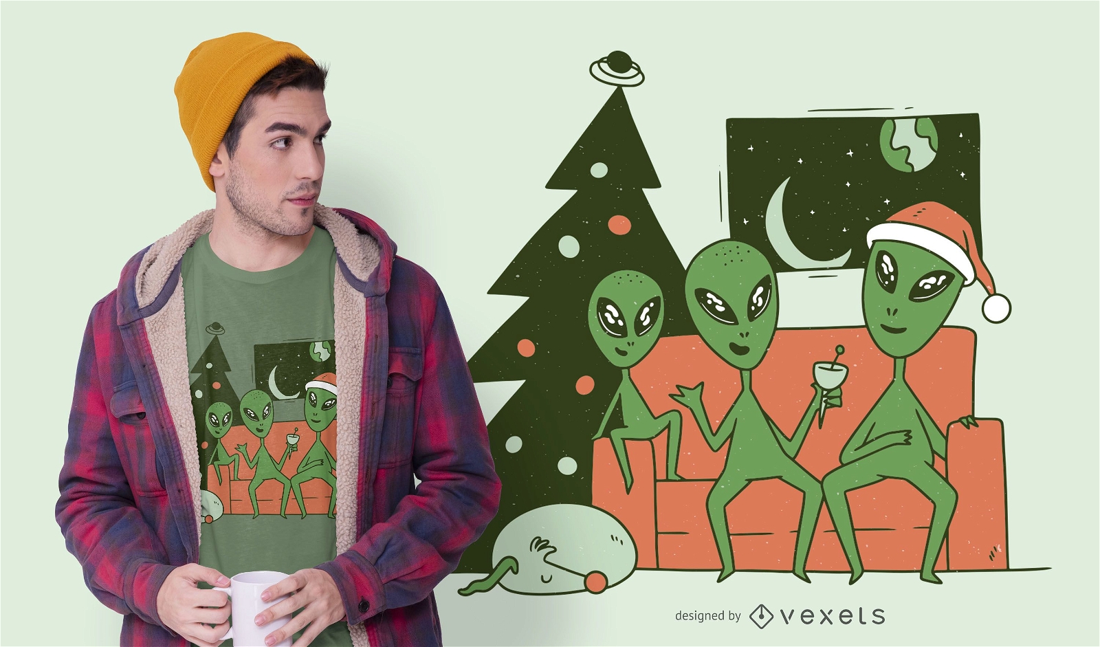 Alien christmas t-shirt design