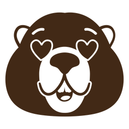 Beaver enamoured muzzle head flat PNG Design