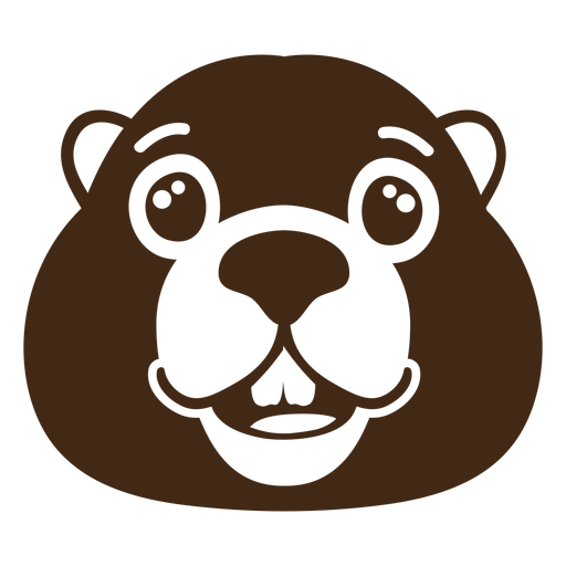 Beaver happy muzzle head flat PNG Design