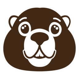 Beaver joyful muzzle head flat PNG Design