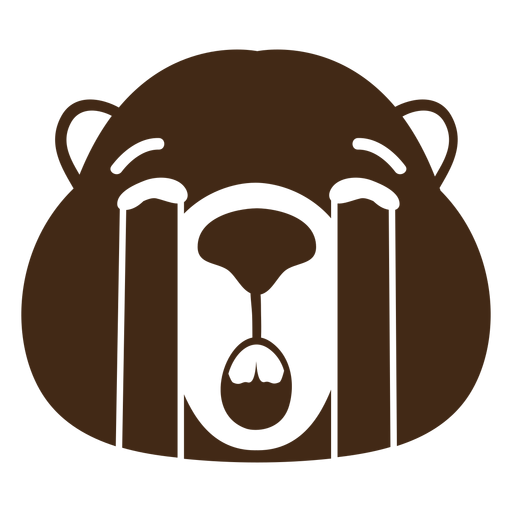 Beaver sad muzzle head flat PNG Design