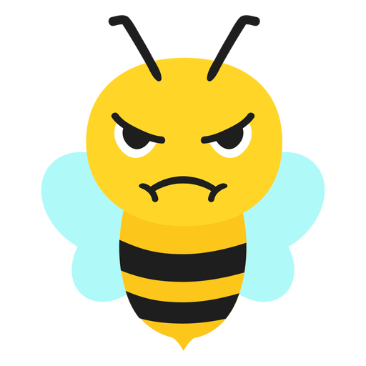 Bee angry muzzle head flat