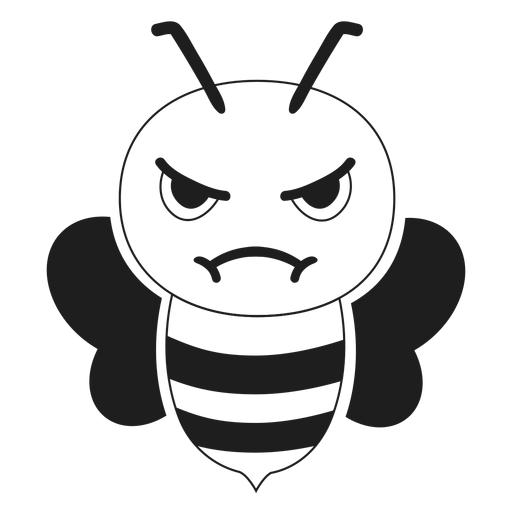 Bee angry muzzle head stroke PNG Design