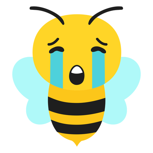 Bee sad muzzle head flat PNG Design