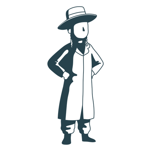 Boy jewish coat hat detailed silhouette PNG Design