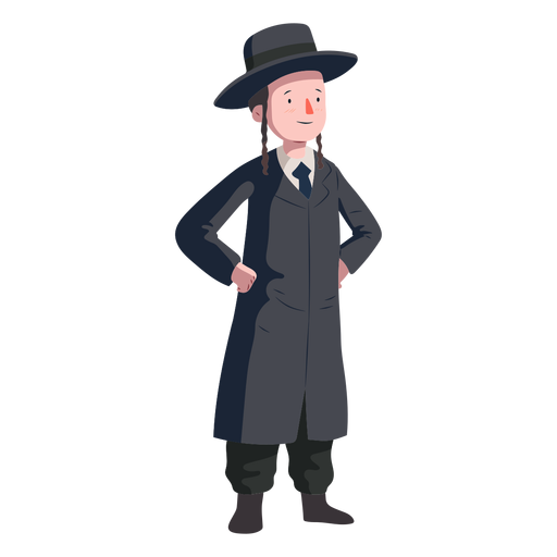 Boy jewish coat hat flat PNG Design