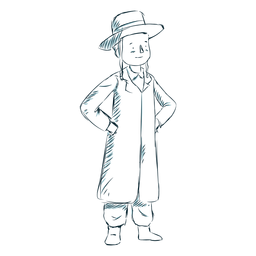 Boy jewish coat hat line PNG Design