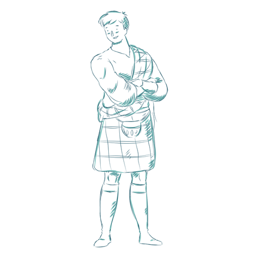 Boy kilt sporran scottish line PNG Design