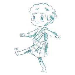 Junge schottische Kiltlinie PNG-Design
