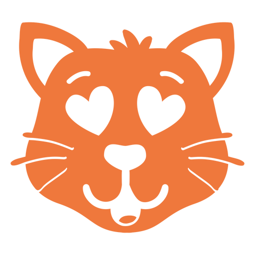 Cat enamoured head muzzle flat PNG Design