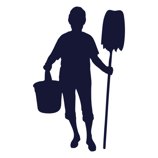 Cleaner mop bucket silhouette