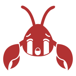 Crawfish sad head muzzle flat PNG Design