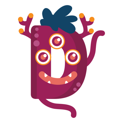 D d letter monster flat PNG Design