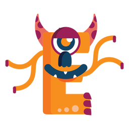 E e letter monster flat PNG Design