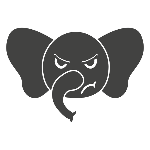 Hocico de cabeza de elefante enojado plano Diseño PNG