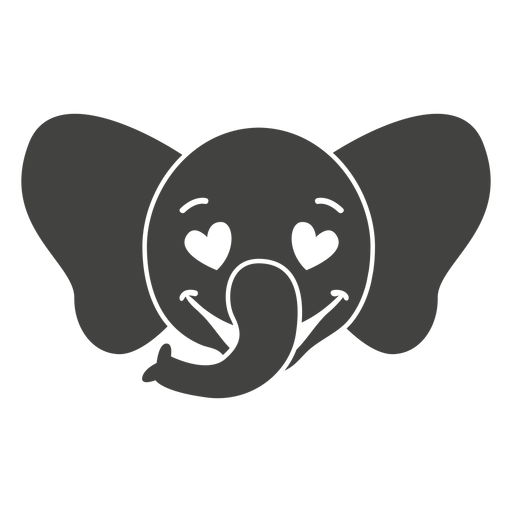 Bozal de cabeza de elefante enamorado plano Diseño PNG
