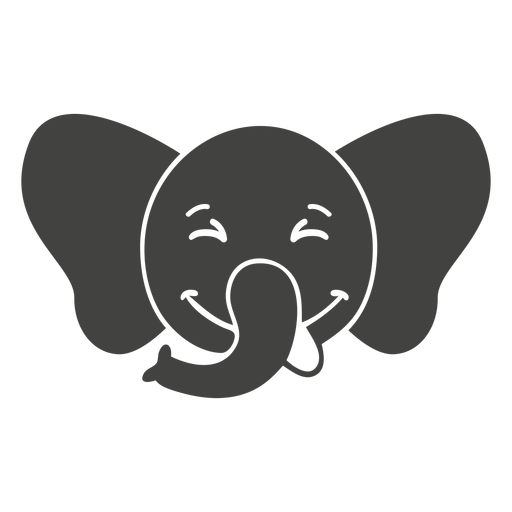 Elephant happy head muzzle flat PNG Design