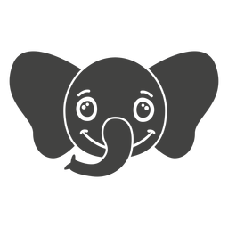 Elefante cabeza alegre hocico plano Diseño PNG