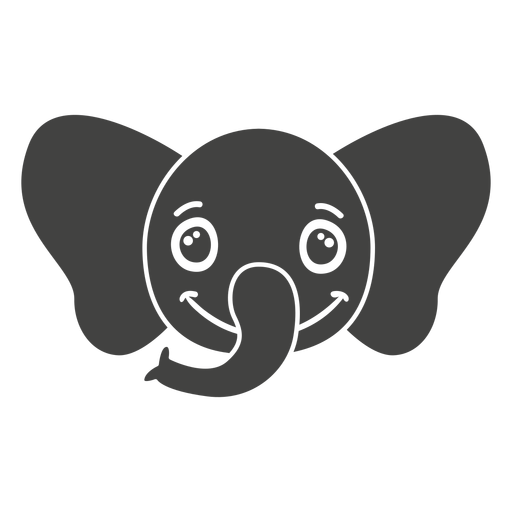 Elephant joyful head muzzle flat PNG Design
