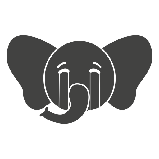 Elephant sad head muzzle flat PNG Design