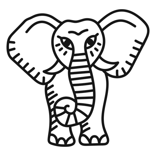 Trazo de tatuaje de trompa de elefante Diseño PNG