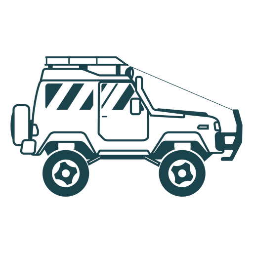 Detaillierte Silhouette des Jeep-Fahrzeugkarosserierads PNG-Design
