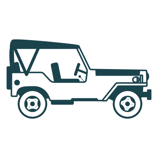 Jeep vehicle car body wheel detailed silhouette PNG Design