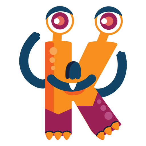 K k letter monster flat PNG Design