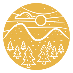 Landschaft Tannenhügel-Abzeichen PNG-Design