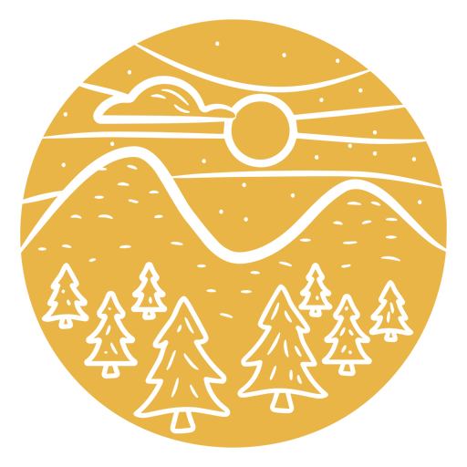 Emblema de paisagem fir hill Desenho PNG