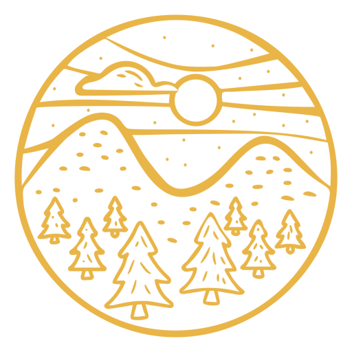 Landscape fir hill stroke badge PNG Design