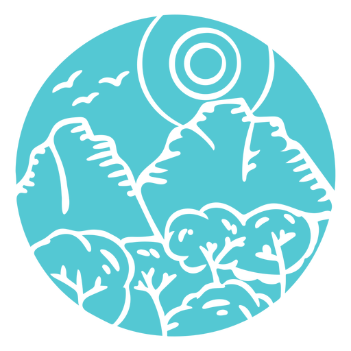 Emblema de floresta de montanha de paisagem
