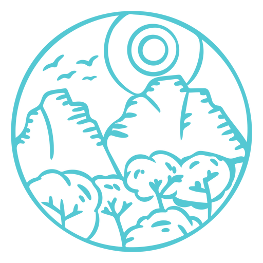 Landscape mountain forest stroke badge