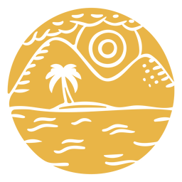Insignia de palma de montaña de paisaje Diseño PNG