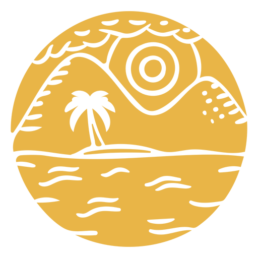 Landscape mountain palm badge PNG Design