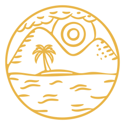 Insignia de trazo de palma de montaña de paisaje Diseño PNG