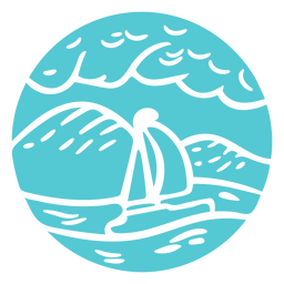 Landscape sea ocean boat badge PNG Design
