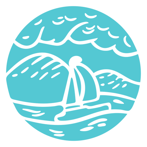 Landscape sea ocean boat badge PNG Design
