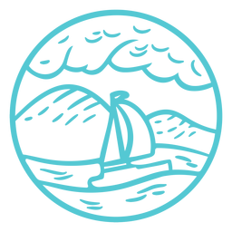 Crachá de curso de barco oceano oceano paisagem Desenho PNG