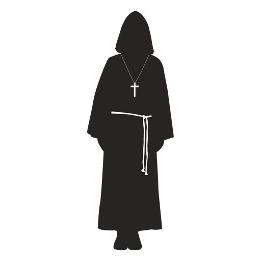 Monje sacerdote cintur?n cruzado silueta detallada Diseño PNG